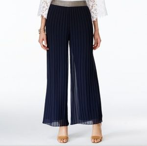 Alfani Metallic Waist Navy Blue Palazzo Pants NWT